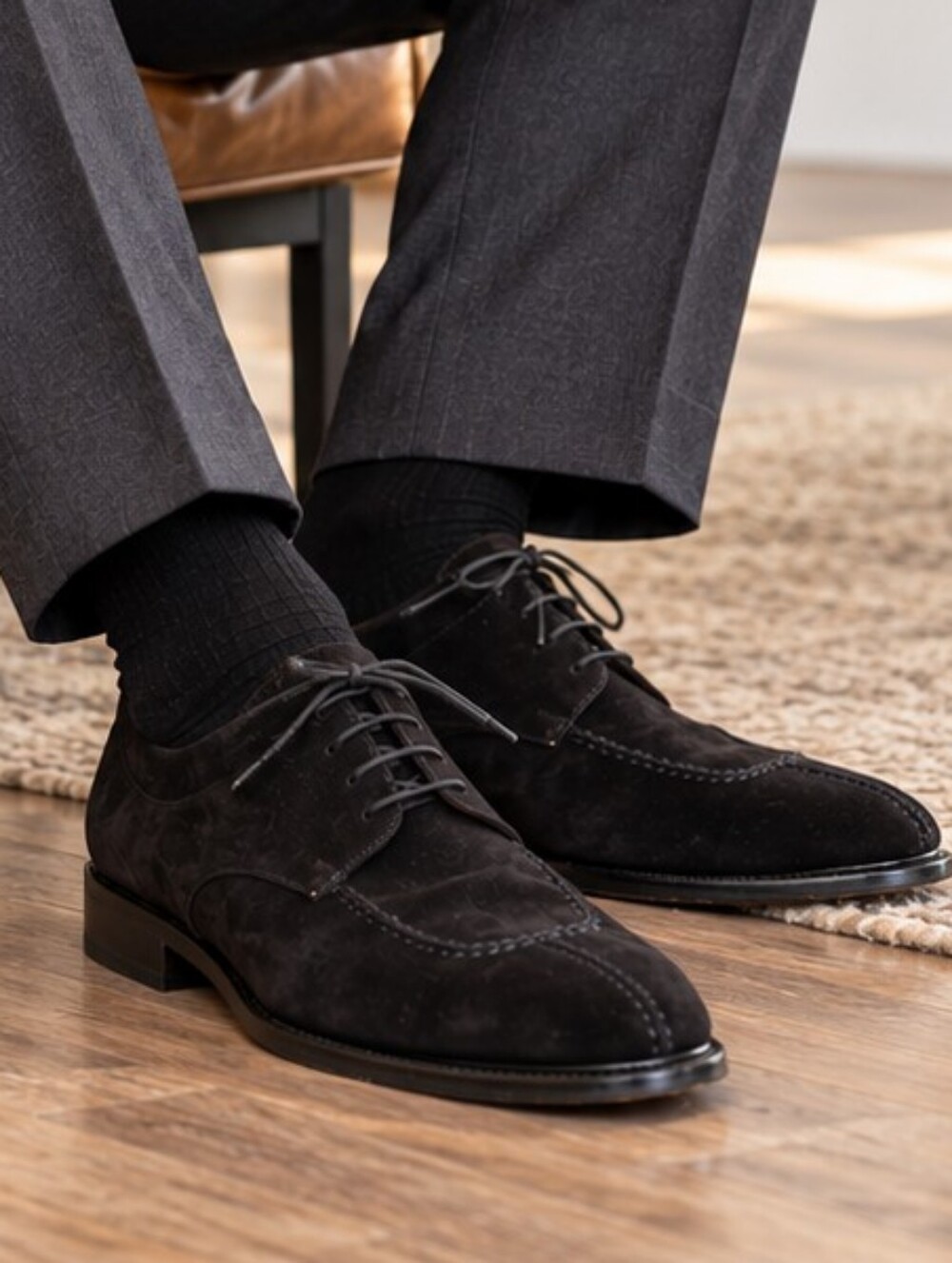 Paolo De Marco Men’s 13M Black Suede Derby Dress Shoes Handmade Spain Leather
